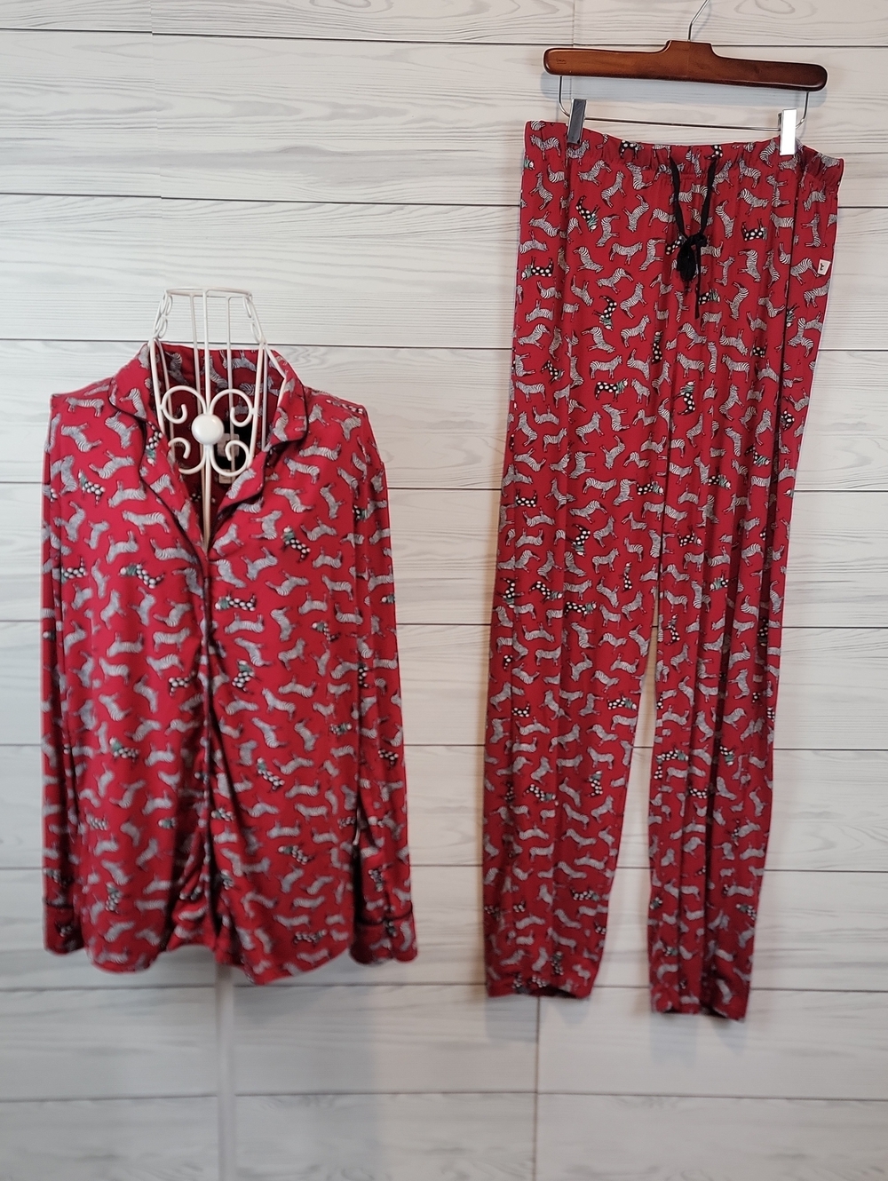 Echo Zebra Red Printed Pajama Set - Womens Size L/XL